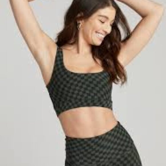 Strut This Yoga Jolie Bra Green Checked Sportswear Large - Picture 1 of 5